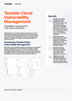 Cover of Tenable Cloud Vulnerability Management data sheet