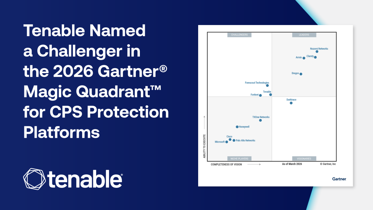Tenable Named a Challenger in the 2026 Gartner® Magic Quadrant™ for CPS Protection Platforms