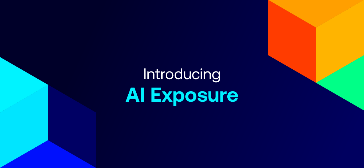 Dark blue background with Tenable branded colors and the words "Introducing Tenable AI Exposure"