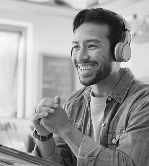 Man wearing headphones